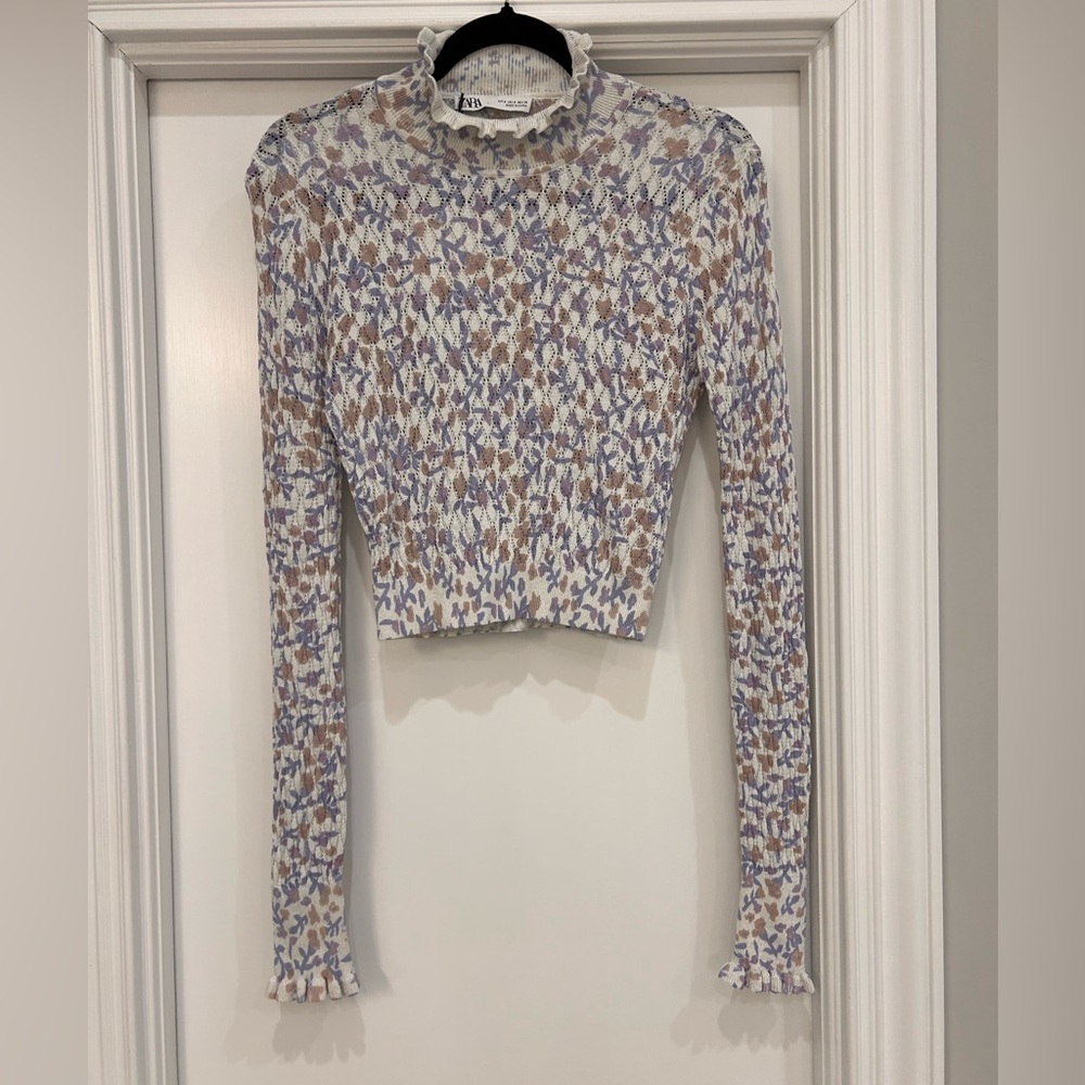 Zara Patterned Blouse with Metallic Accents